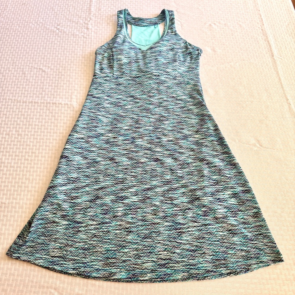 MPG Athletic Racerback Dress Small Teal Blue Space‎ Dye Athleisure Tennis